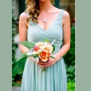 J. Crew 100% Silk Chiffon Dress A Line NEW 4 Bridesmaid V neck Dusty Shale Sage